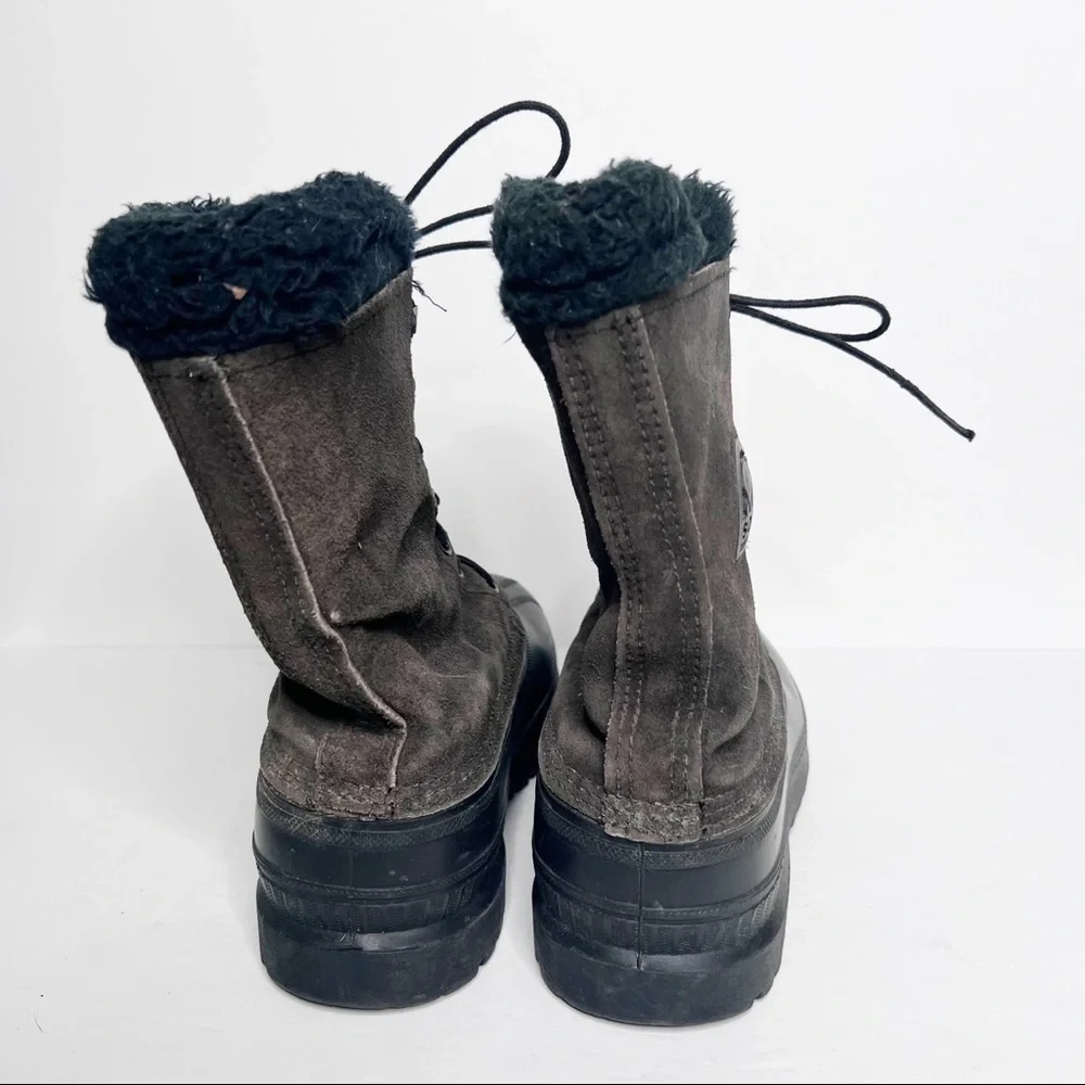 Vintage Sorel Caribou Brown Leather Snow Boots Winter Size 6 Men’s Size 8 Women
